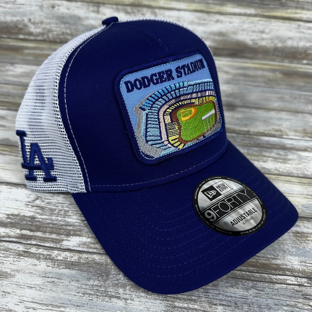Los Angeles Dodgers Hat Mens OSFM Blue New Era 9FORTY Dodger Stadium Trucker NEW